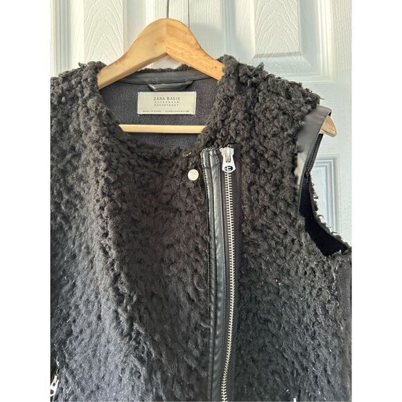 ZARA Faux Fur/Leather Motorcycle Vest Jacket - Picture 2 of 7